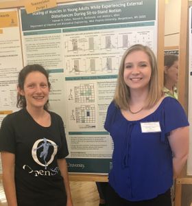 Hannah C and Hannah M present their summer research project at the Undergraduate research symposium in July 2019